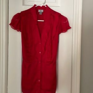 Red Short Sleeve Blouse